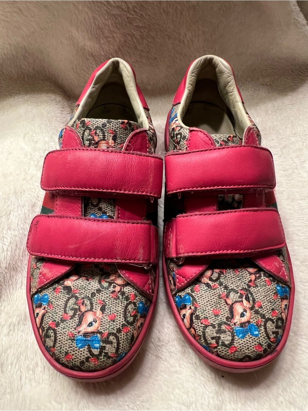Kids Pink Velcro Graphic Sneakers  GUCCI 463090